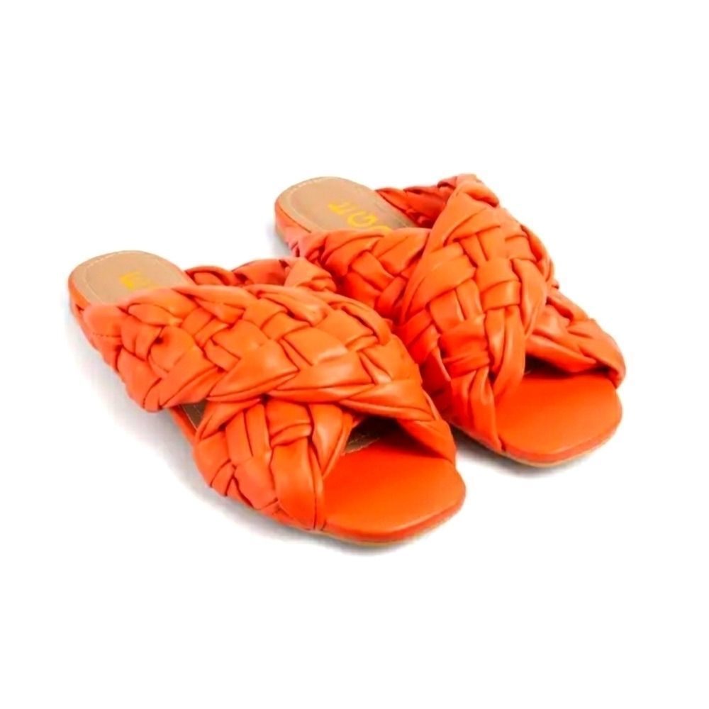 NEW EGO WOVEN CROSSED STRAPS FLAT SANDALS
